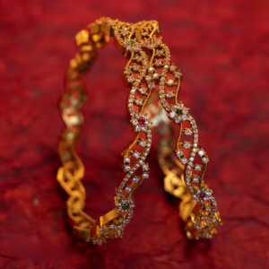 diamond look s curved ad stone bangles