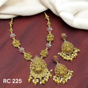 antique finish peacock ruby flower necklace