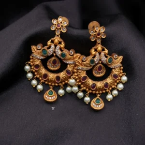 antique finish peacock with ram leela design earrings