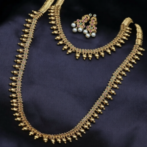 mat finish temple design combo set with matching earrings