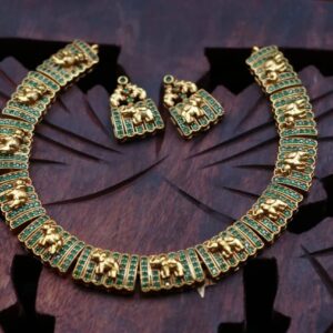 elephant mat design neck set for women