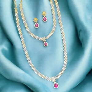 traditional mat finish ad stone haram necklace