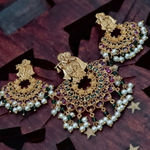 lord krishna and ratha kemp stone chanbali design pendant seta