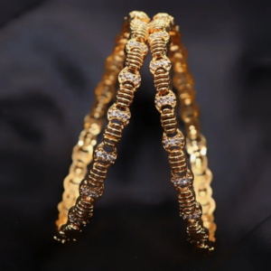 ad white stone oval shape ring design gold finish bangle