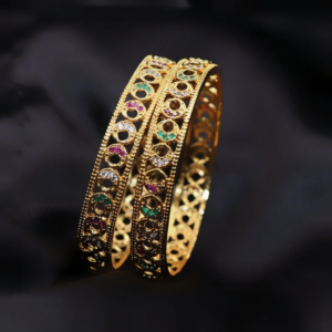 classic chandbali design gold finish bangle
