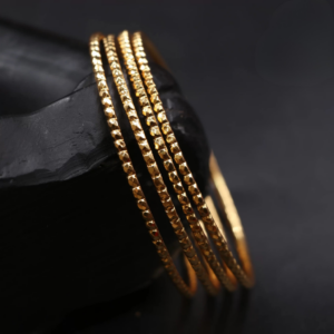gold finish dotted pattern thin bangles