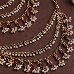 layerec pearl drop stone earchain