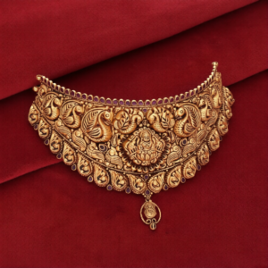 antique peacock floral choker necklace