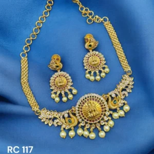 mat finish lakshmi with peacock choker