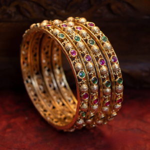 simple half ball design kemp stone bangles