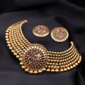 mat finish choker necklace set with matching earrings