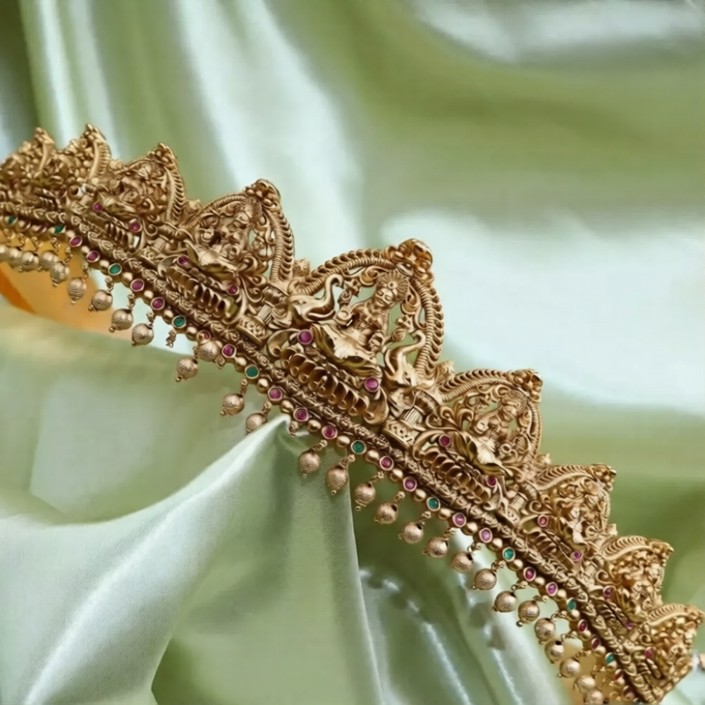 antique finish lakshmi with elephant design hip belt antique finish lakshmi with elephant design hip belt