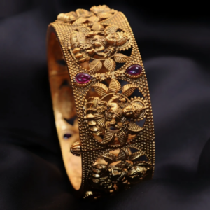 antique finish god lakshmi in flower design bangle