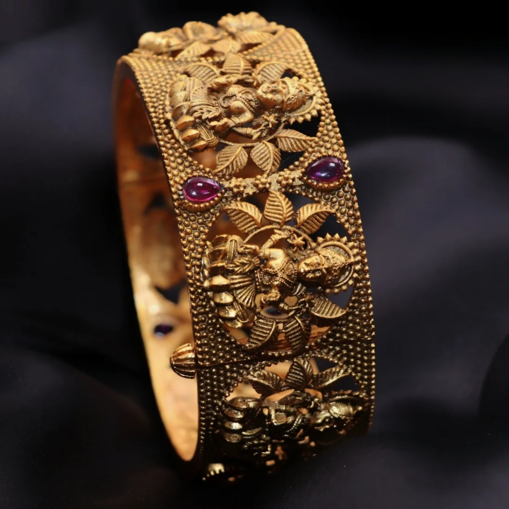 antique finish god lakshmi in flower design bangle antique finish god lakshmi in flower design bangle