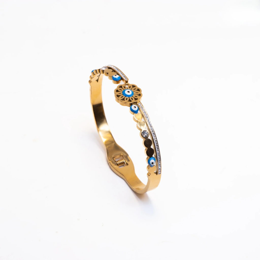anti turnish floral shaped evil eye design bracelet anti turnish floral shaped evil eye design bracelet