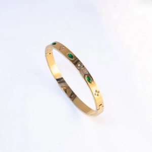 anti turnish green stone leaf design bracelet