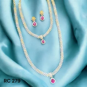 traditional mat finish ad stone haram necklace