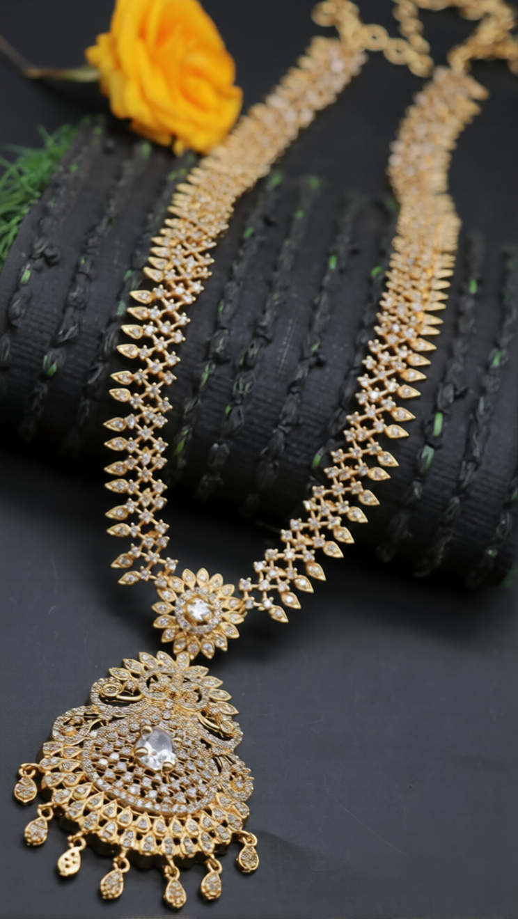 ad white stone gold finish haram necklace for women ad white stone gold finish haram necklace for women