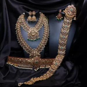 antique finish manga design onyx beads bridal set