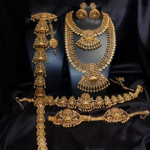 temple design lakshmi pendant bridal set