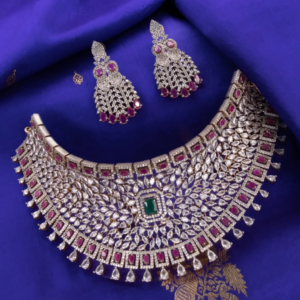 bridal ad with ruby stone choker set
