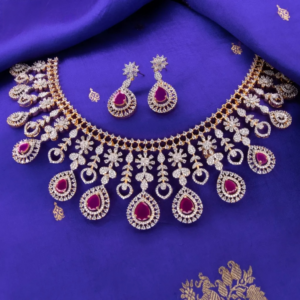 diamond replica rodium stone neckset