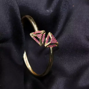 gold finish double triangle design bracelet