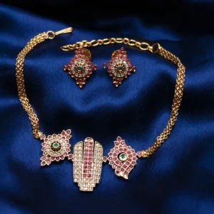 mat finish namam sangu chakram choker set