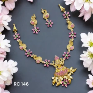 lakshmi with ruby stone necklace for women