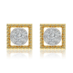 structured 9kt yellow gold diamond stud earrings