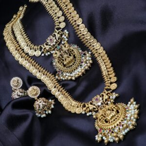 mat finish coin design with lakshmi pendant combo set