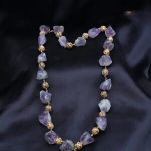 amethyst natural stones with mat ball neckpiece