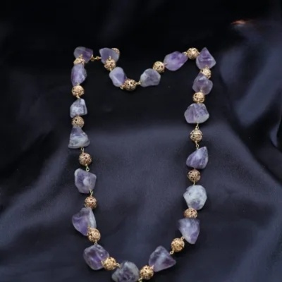 amethyst natural stones with mat ball neckpiece amethyst natural stones with mat ball neckpiece