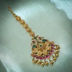 double peacock with lakshmi coin design nethichutti