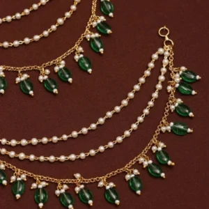 pearl green beaded earchain