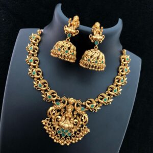 matte finish lakshmi peacock designer necklace set