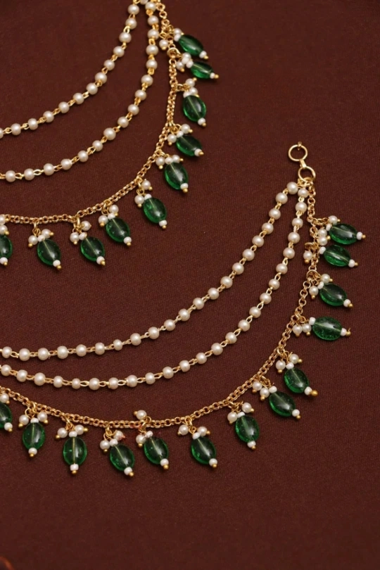 pearl green beaded earchain pearl green beaded earchain