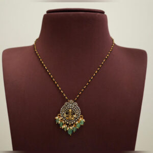 black beads chain with lord ganesha pendant